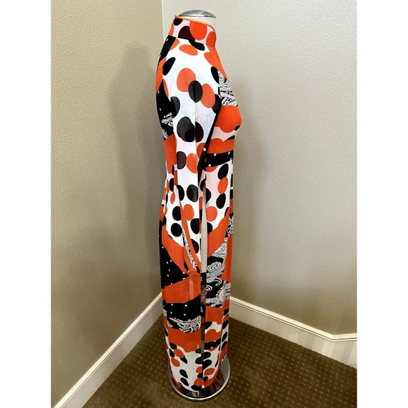 Women's Multicolor Sheath Sheer Orange Maxi Dress No Brand Size 4 Small - Picture 2 of 3